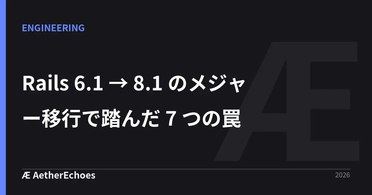 Rails 6.1 → 8.1 のメジャー移行で踏んだ 7 つの罠