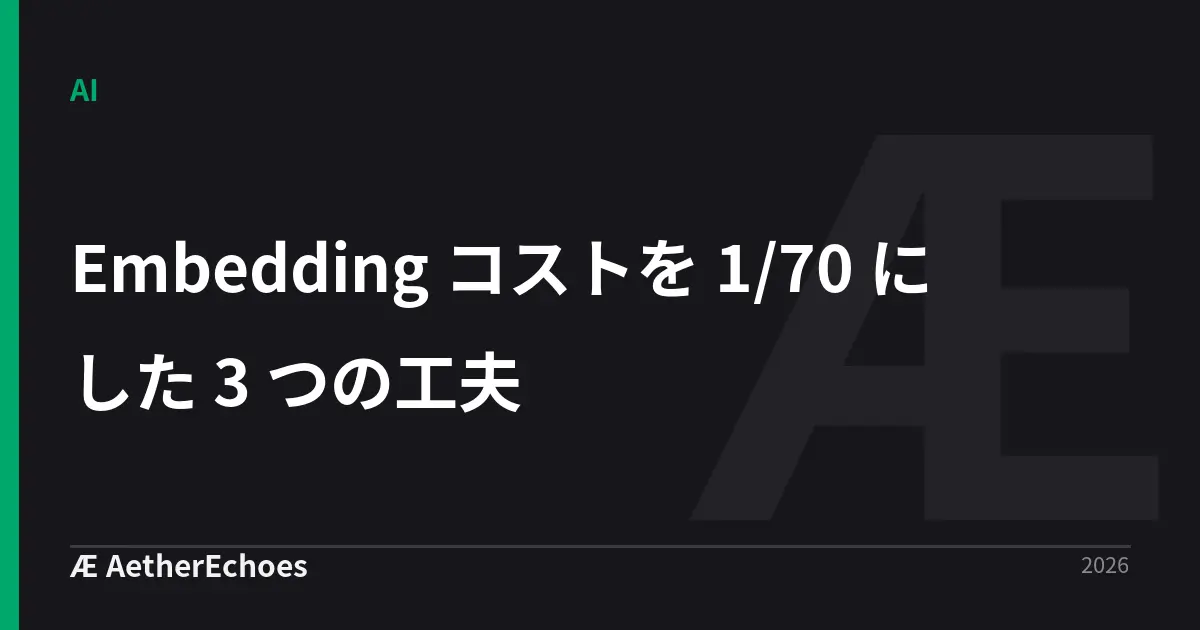 Embedding コストを 1/70 にした 3 つの工夫