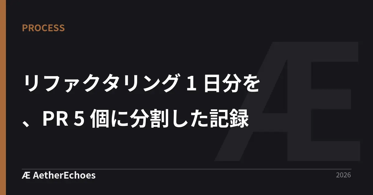 リファクタリング 1 日分を、PR 5 個に分割した記録