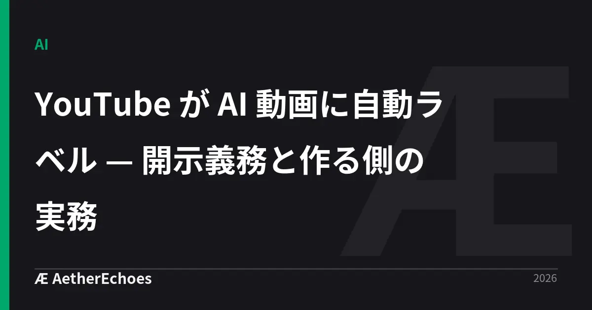 YouTube が AI 動画に自動ラベル — 開示義務と作る側の実務