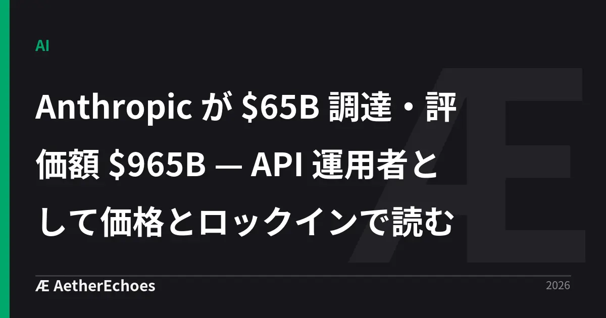 Anthropic が $65B 調達・評価額 $965B — API 運用者として価格とロックインで読む