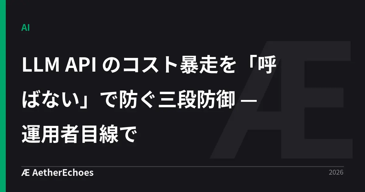 LLM API のコスト暴走を「呼ばない」で防ぐ三段防御 — 運用者目線で