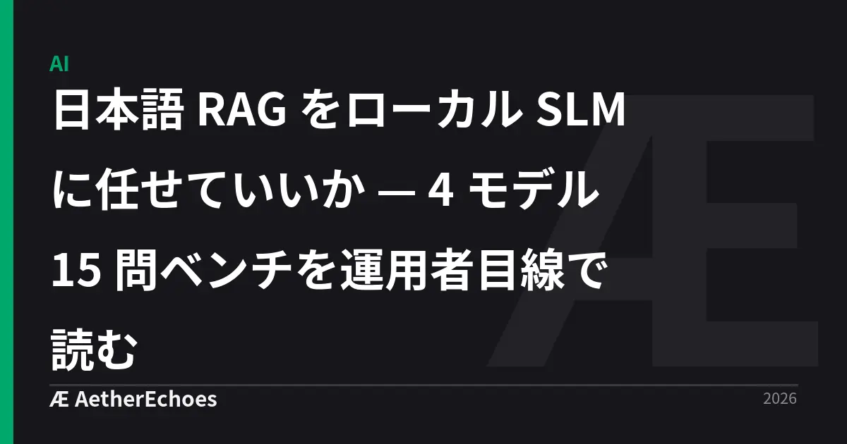 日本語 RAG をローカル SLM に任せていいか — 4 モデル 15 問ベンチを運用者目線で読む