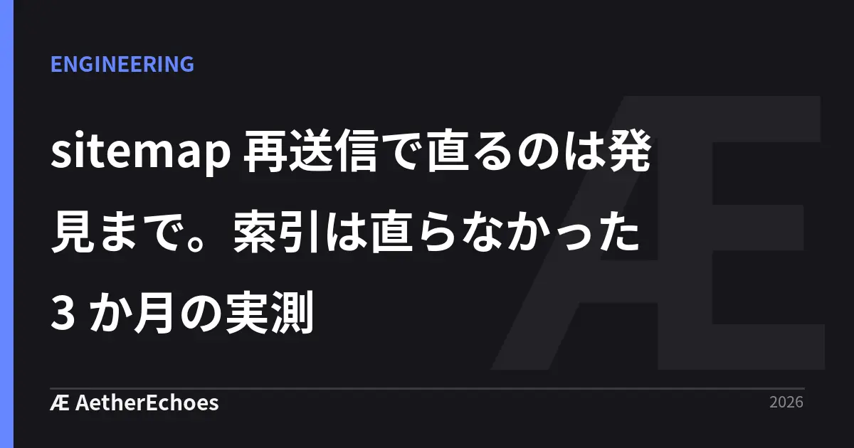 sitemap 再送信で直るのは発見まで。索引は直らなかった 3 か月の実測